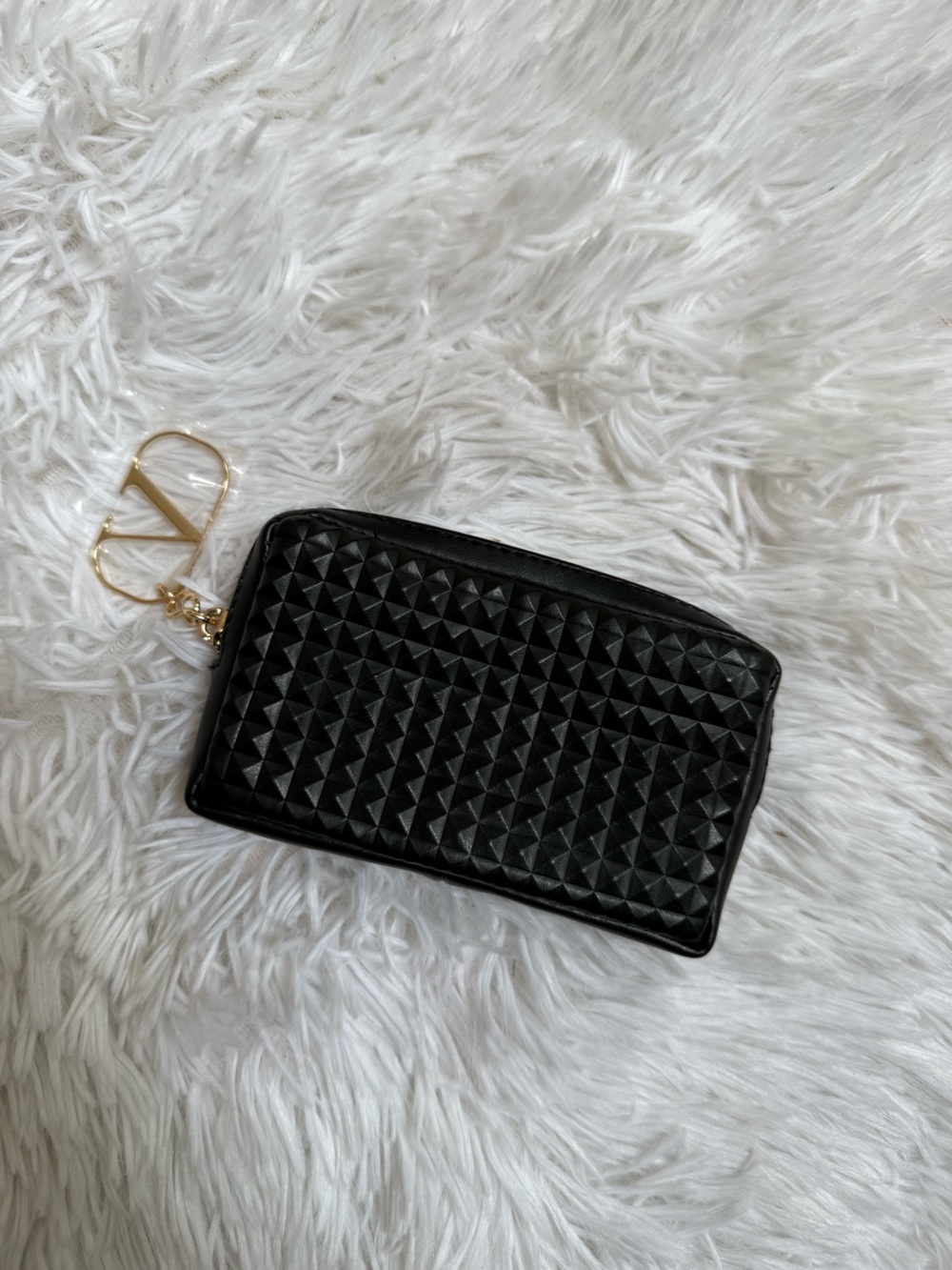 Valentino Black Pyramid-Stud Key & Card Holder